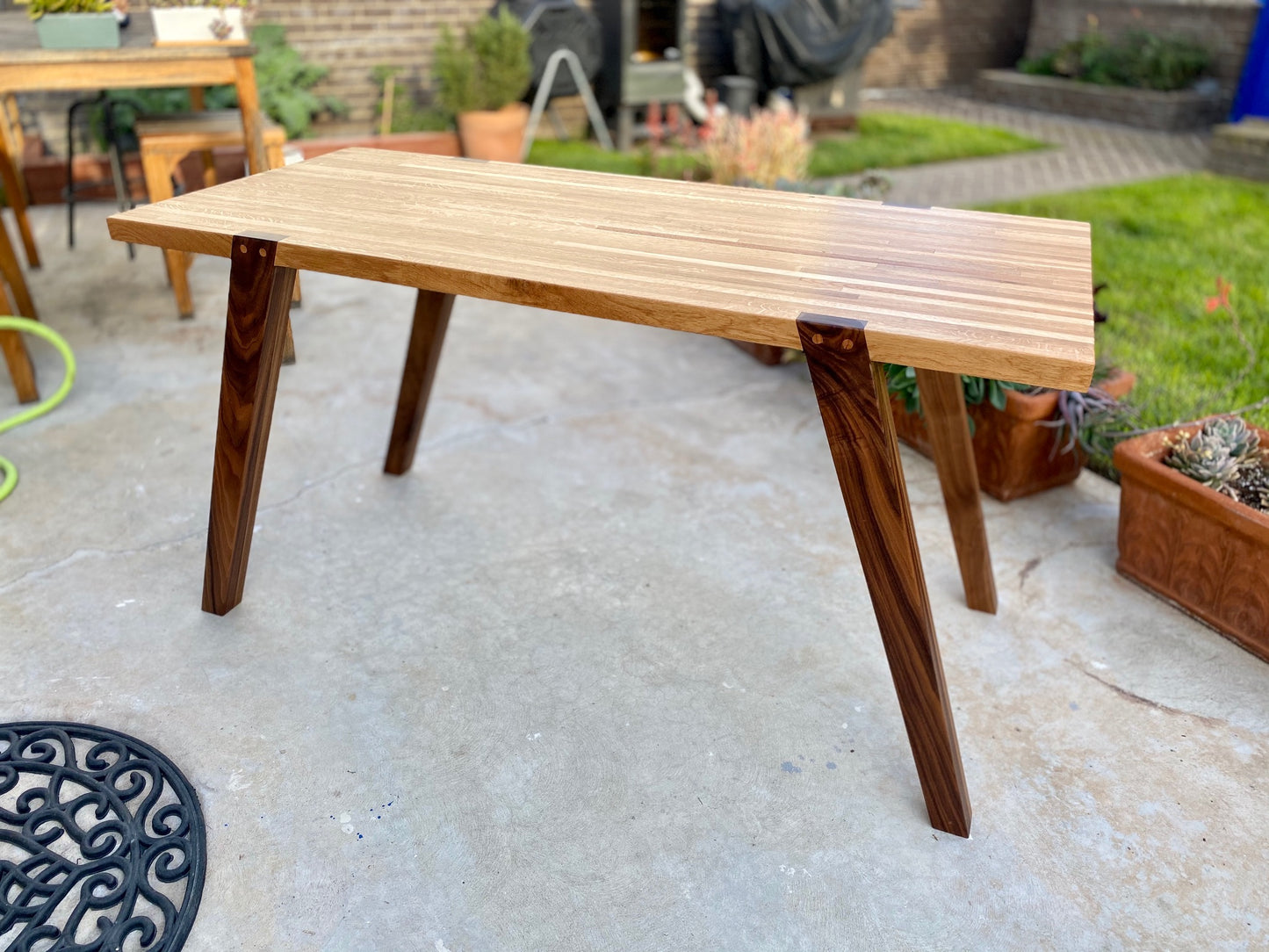 Walnut/Oak Tapered Leg Table